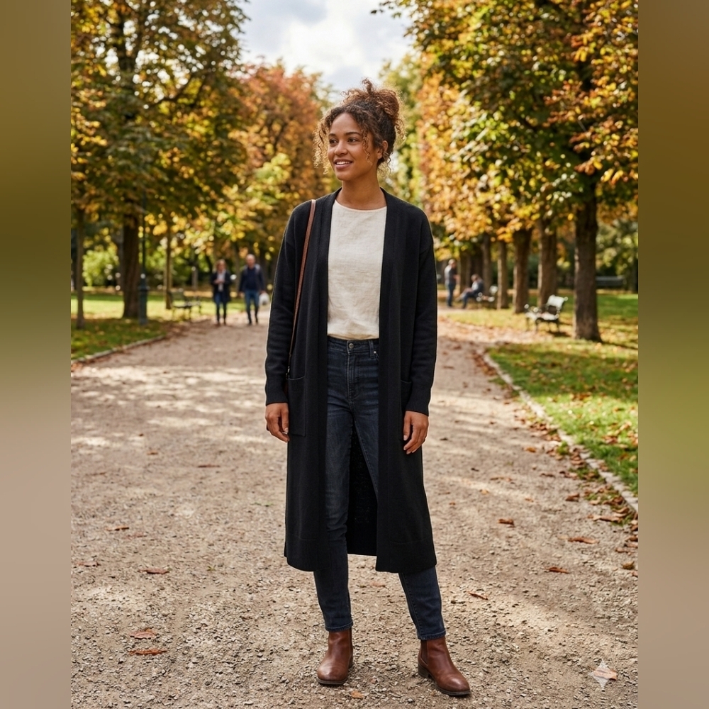 Lucky Brand Black Open Front Cardigan